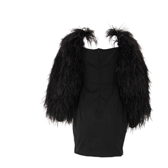 The BRAND Label Feathered FOREVER Dress (black) - Picture 7 of 8